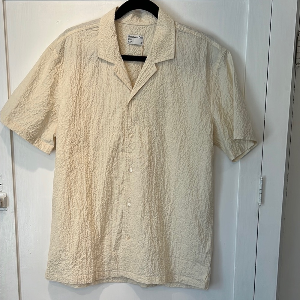 Frank & Oak Textured Cream Button Down Shirt